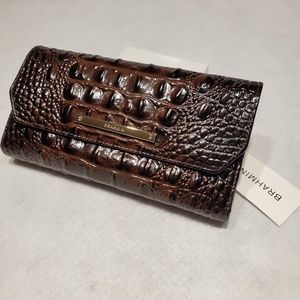 NWT BRAHMIN SOFT CHECKBOOK WALLET COCOA MELBOURNE